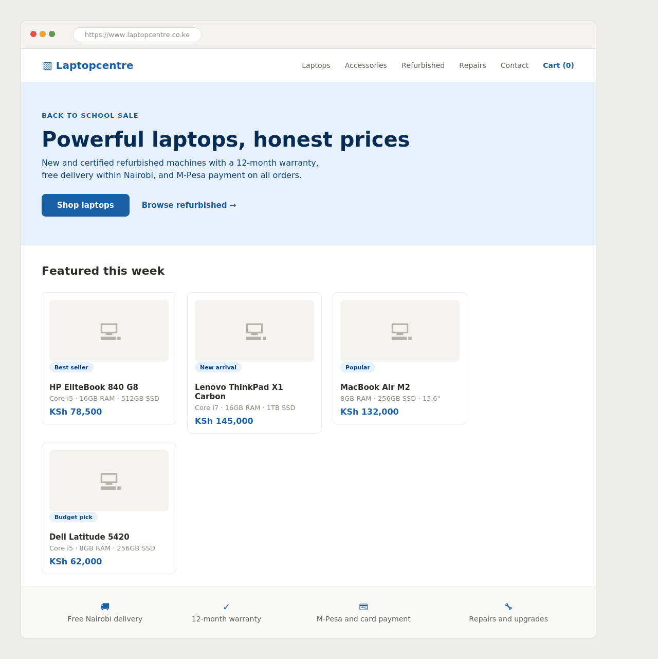 LaptopCentre Eldoret redesigned website